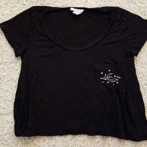 Moon embroidered crop top